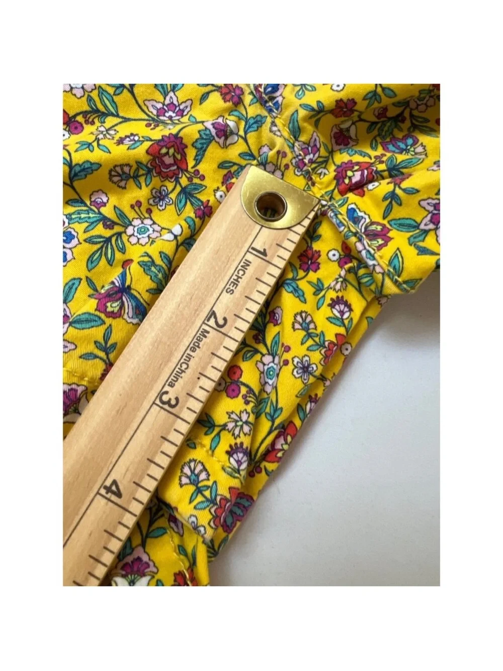 Gap Kids Girls Size 12 Yellow Floral Chino Shorts Stretch Adjustable Waist